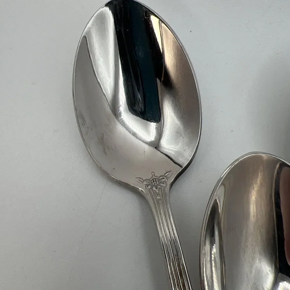 Set 4 Reed & Barton Dinner Teaspoons Tiger Lily Festivity Flatware Spoons